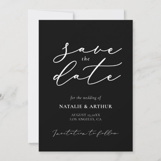 Minimalistisch modern script bruiloft save the date (Voorkant)