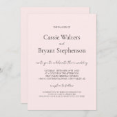 Minimalistisch modern script chique blush roze bru kaart (Voorkant / Achterkant)