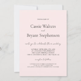 Minimalistisch modern script chique blush roze bru kaart