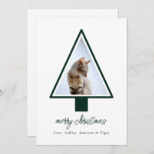 Minimalistisch Modern Script Christmas Pet Photo Feestdagenkaart (Voorkant / Achterkant)