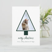 Minimalistisch Modern Script Christmas Pet Photo Feestdagenkaart (Staand voorkant)