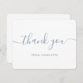 Minimalistisch modern Script Dusty Blue Bedankkaart (Voorkant / Achterkant)