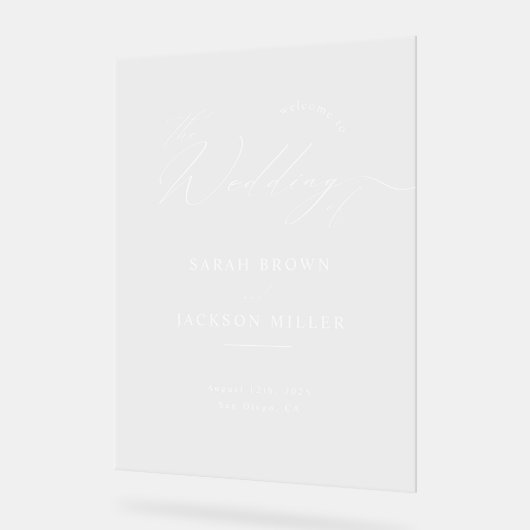 Minimalistisch Modern Script Eenvoudige bruiloft W Acryl Bord (Hoek)