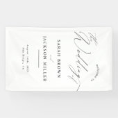 Minimalistisch Modern Script Eenvoudige bruiloft W Spandoek (Horizontaal)