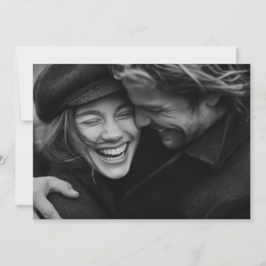 Minimalistisch modern script foto-bruiloft bedankkaart (Achterkant)