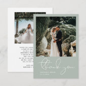 Minimalistisch modern script foto Simple Blue Wedd Bedankkaart (Voorkant / Achterkant)