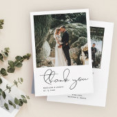 Minimalistisch modern script foto Simple Wedding  Bedankkaart