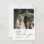 Minimalistisch modern script foto Simple Wedding Bedankkaart (Voorkant)
