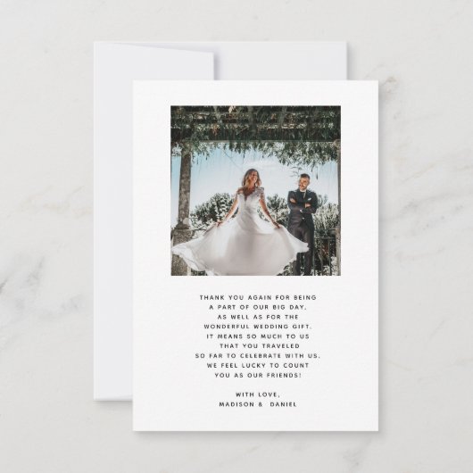 Minimalistisch modern script foto Simple Wedding Bedankkaart (Achterkant)