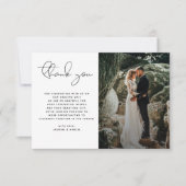 Minimalistisch modern script foto's simpele bruilo bedankkaart (Voorkant)