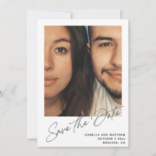 Minimalistisch modern script gepersonaliseerde aan save the date