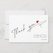 Minimalistisch modern script hart Vrijgezellenfees Bedankkaart (Voorkant)