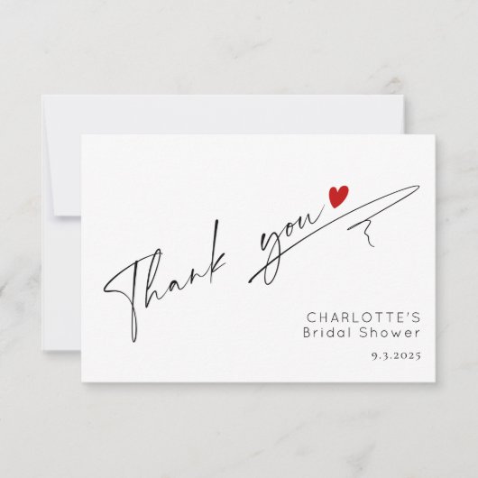 Minimalistisch modern script hart Vrijgezellenfees Bedankkaart (Voorkant)