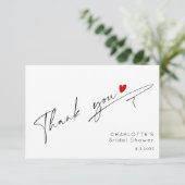 Minimalistisch modern script hart Vrijgezellenfees Bedankkaart (Staand voorkant)