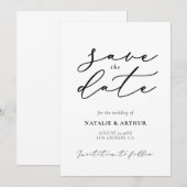 Minimalistisch modern script huwelijksfeest save the date (Voorkant / Achterkant)