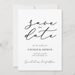 Minimalistisch modern script huwelijksfeest save the date