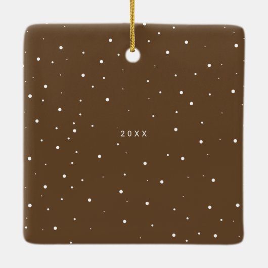 Minimalistisch modern script | Kerstsneeuwfoto Keramisch Ornament (Achterkant)