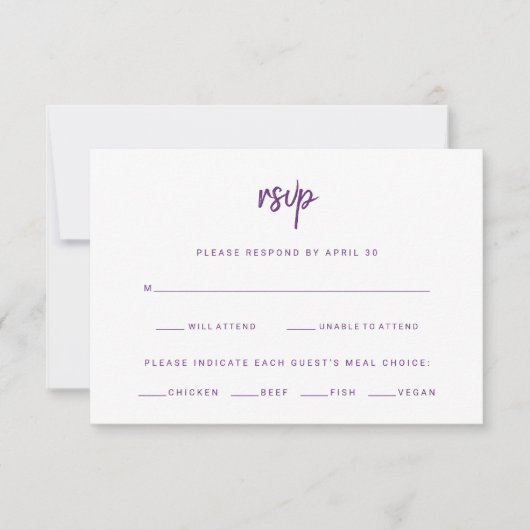 Minimalistisch modern script | Keuze uit weddensch RSVP Kaartje (Voorkant)