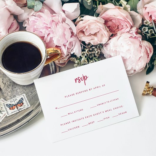 Minimalistisch modern script | Keuze uit weddensch RSVP Kaartje