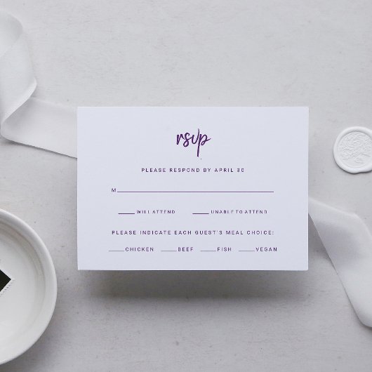 Minimalistisch modern script | Keuze uit weddensch RSVP Kaartje