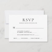 Minimalistisch modern script maaltijdkeuze bruilof RSVP kaartje (Voorkant)