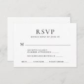 Minimalistisch modern script maaltijdkeuze bruilof RSVP kaartje (Voorkant / Achterkant)
