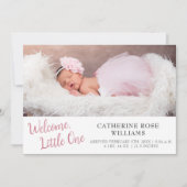 Minimalistisch modern script meisje baby geboorte aankondiging (Voorkant)