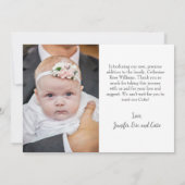 Minimalistisch modern script meisje baby geboorte aankondiging (Achterkant)