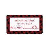 Minimalistisch modern script Merry Kerstred plaid Etiket (Voorkant)