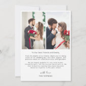 Minimalistisch Modern Script met Hart Trouwfoto Bedankkaart (Achterkant)