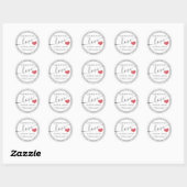 Minimalistisch modern script met rood hart ronde sticker (Vel)