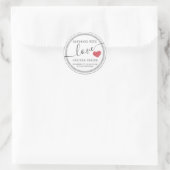 Minimalistisch modern script met rood hart ronde sticker (Tas)