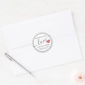 Minimalistisch modern script met rood hart ronde sticker (Envelop)