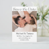 minimalistisch modern script paar foto save the date (Staand voorkant)