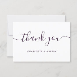 Minimalistisch Modern Script Paarse bruiloft Bedankkaart