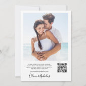 Minimalistisch modern script QR code foto bruiloft Kaart (Achterkant)