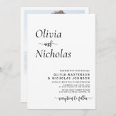 Minimalistisch modern script QR code foto bruiloft Kaart (Voorkant / Achterkant)