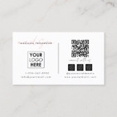 Minimalistisch Modern Script QR Code Social Media Visitekaartje (Achterkant)