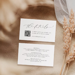 Minimalistisch Modern Script QR Code Wedding Detai Plaatskaartje