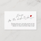 Minimalistisch modern script rood hart Recept Informatiekaartje (Voorkant)