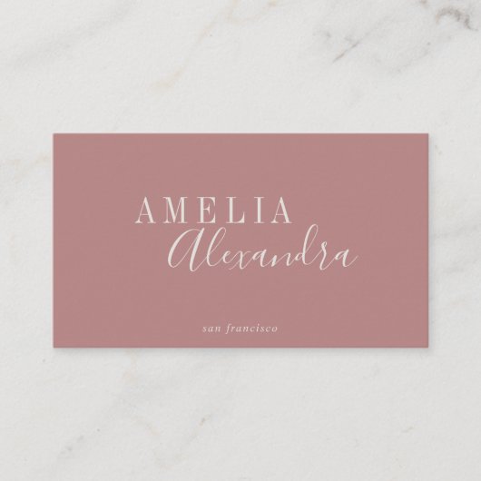 Minimalistisch modern script Roos Boho Chic Visitekaartje (Voorkant)