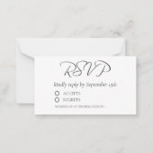 Minimalistisch Modern Script RSVP Monogram Bruilof Notitiekaartje (Voorkant)