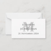Minimalistisch Modern Script RSVP Monogram Bruilof Notitiekaartje (Achterkant)