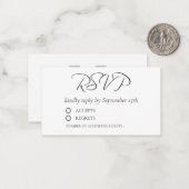 Minimalistisch Modern Script RSVP Monogram Bruilof Notitiekaartje (Voorkant / Achterkant in situ)