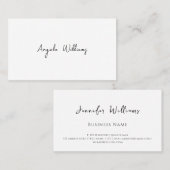 Minimalistisch modern script Simple White Elegant Visitekaartje (Voorkant / Achterkant)