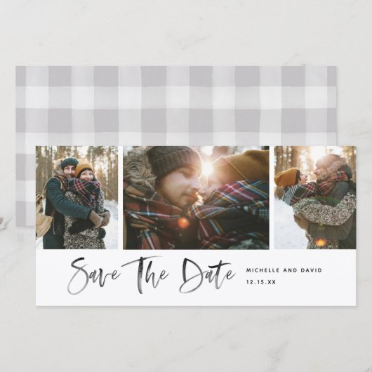 Minimalistisch modern script slaat de datumfoto op (Voorkant / Achterkant)