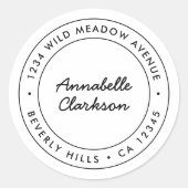 Minimalistisch modern script | Terugkeeradres gren Ronde Sticker (Voorkant)