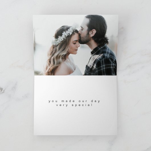 Minimalistisch Modern Script Turquoise Dank u Foto Kaart (Binnen)