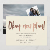 minimalistisch modern script twee foto's bewaren d kaart (Voorkant / Achterkant)