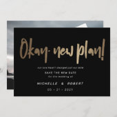 minimalistisch modern script twee foto's bewaren d kaart (Voorkant / Achterkant)